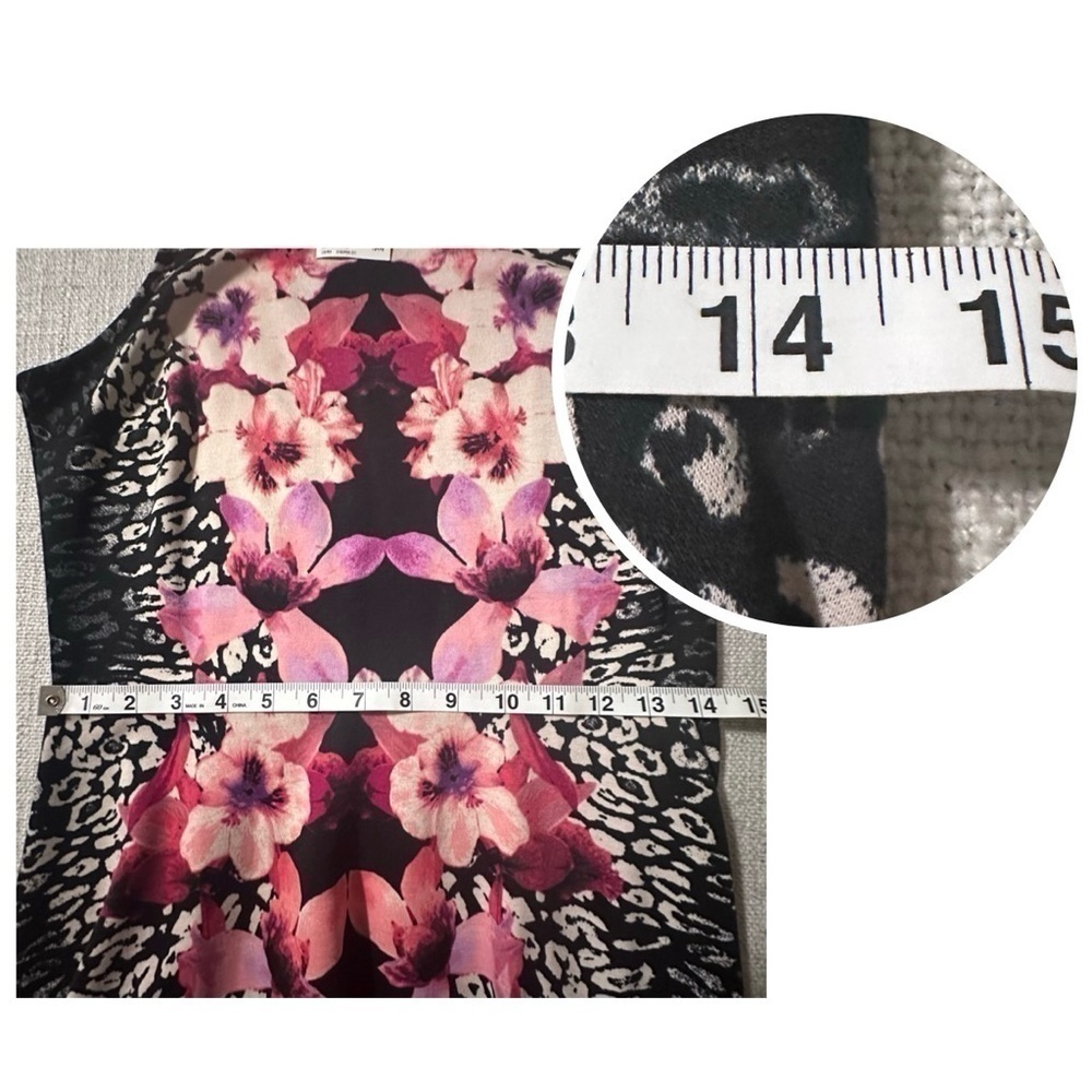 NEW H&M Fit and Flare Sleeveless Dress Pink Black Floral Stretch Women's M NWT - Picture 10 of 12